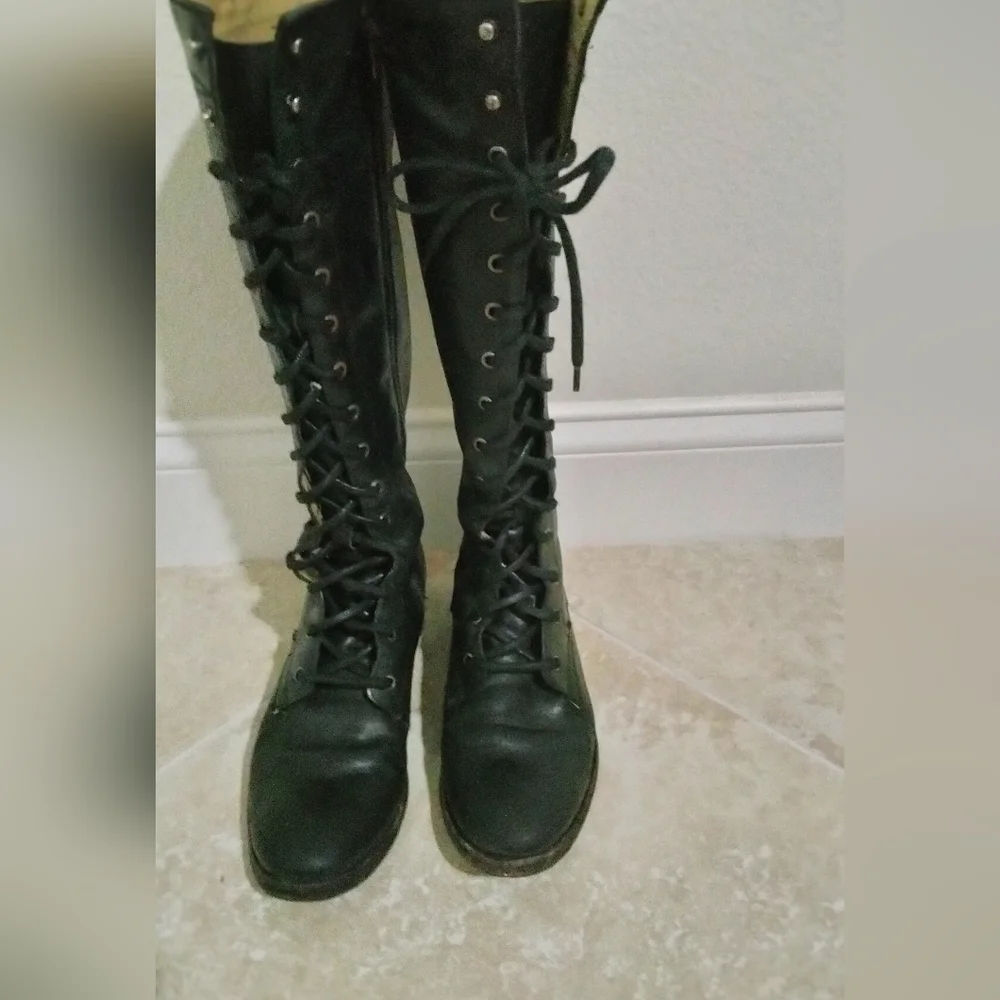 frye authentic leather size 10 lace up tall boots - Picture 2 of 8